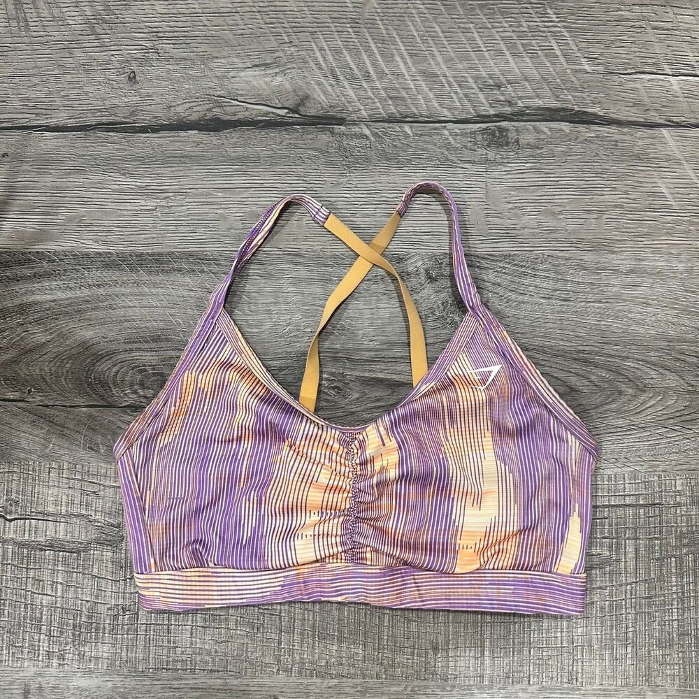 Gymshark Sport Orange Purple Print Sports Bra Women’s Size Small - Picture 2 of 4
